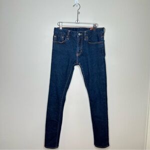 Jean Shop Raw Denim Jeans Kip in Raw Indigo Cut 1107 Orange Line  Size 31 Medium